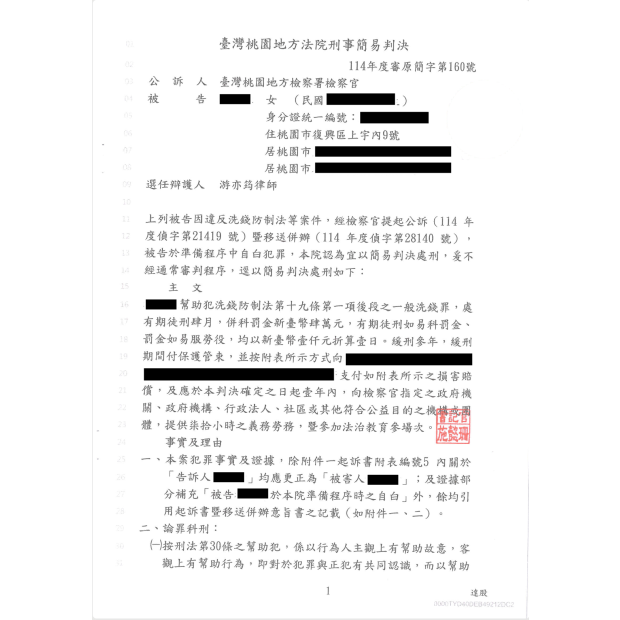 洗錢防制法案件：成功爭取緩刑宣告.png